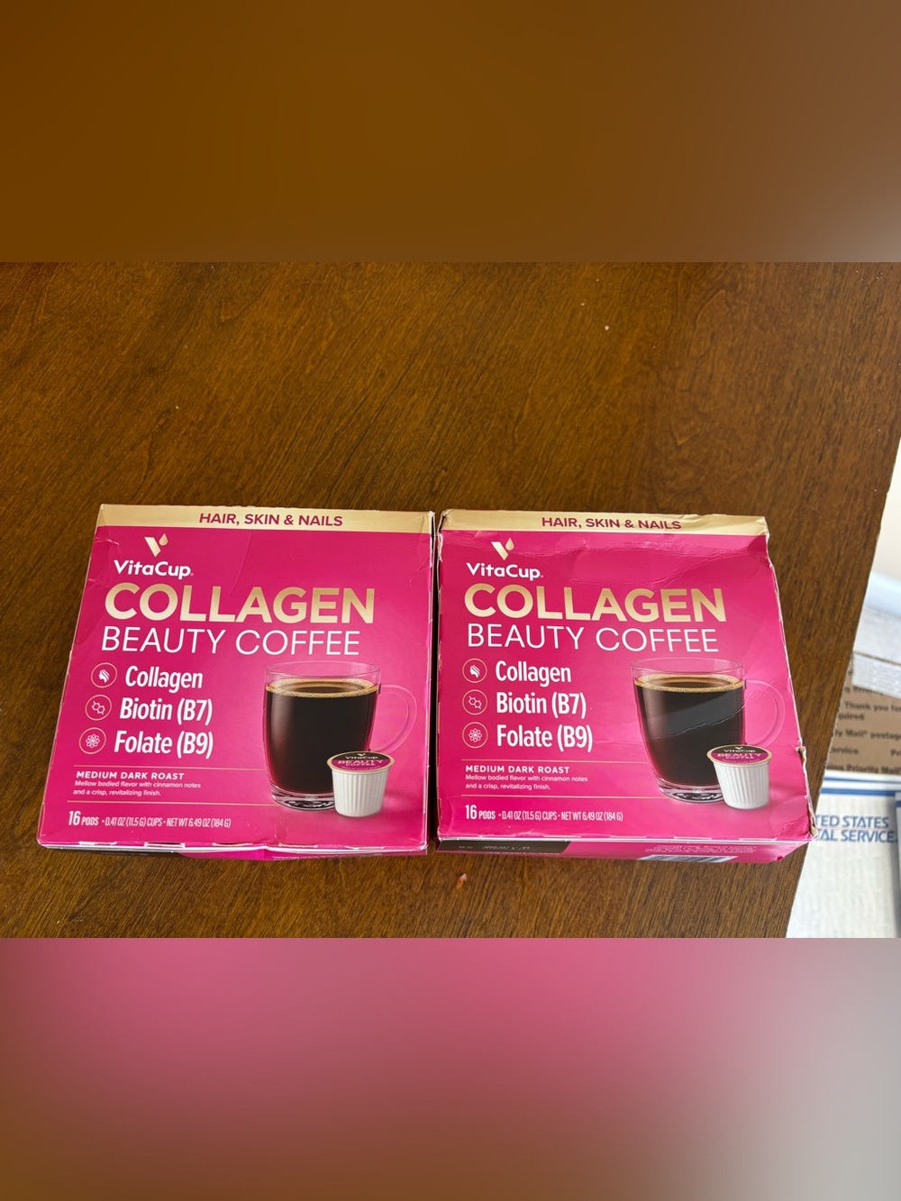 3 VitaCup Beauty Collagen Medium Dark Roast Coffee Pods, 16ct each